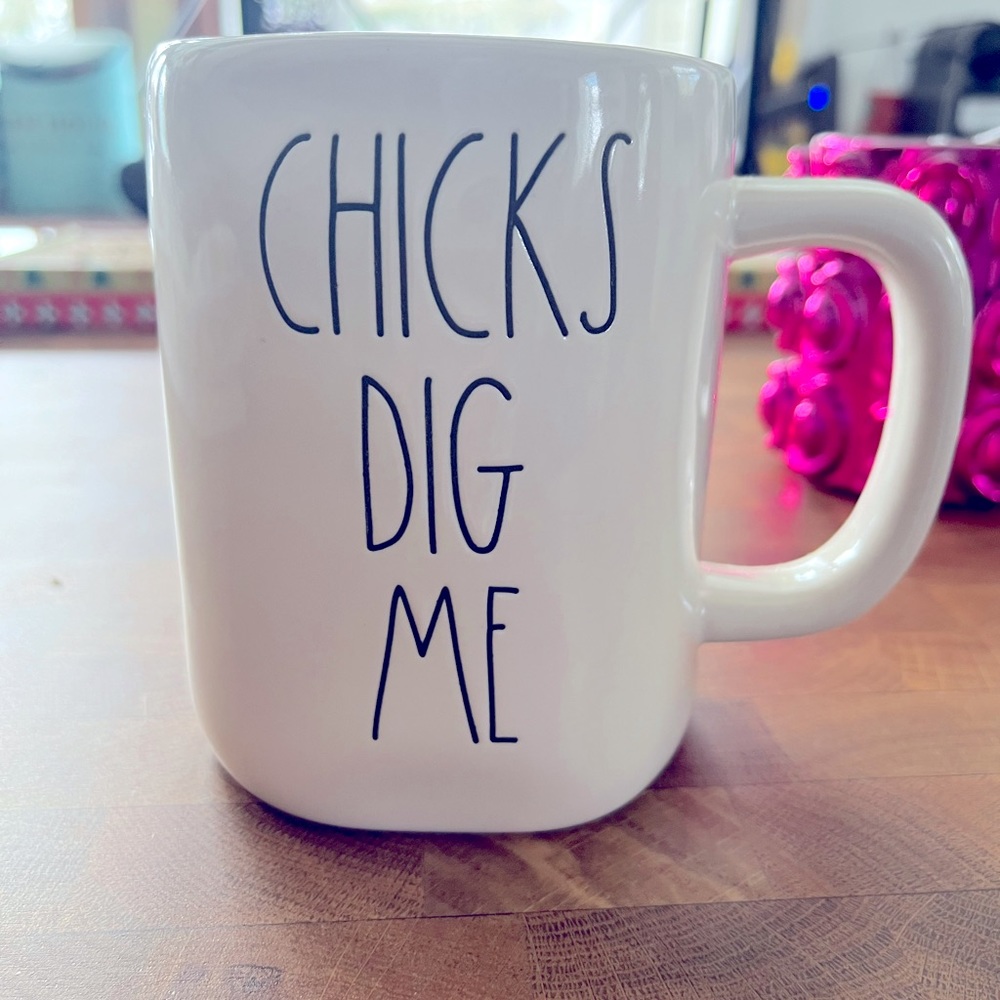 New Rae Dunn Chicks Dig Me Easter Coffee Mug Tea Cup Spring Yellow Inside